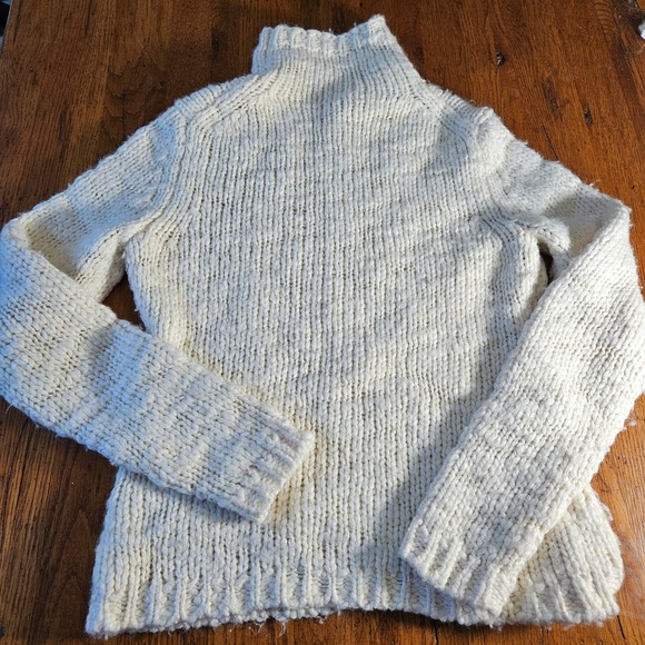 Ann Taylor LOFT Ivory Chunky Knit Turtleneck Sweater Women's Size M Wool Blend - Picture 6 of 8